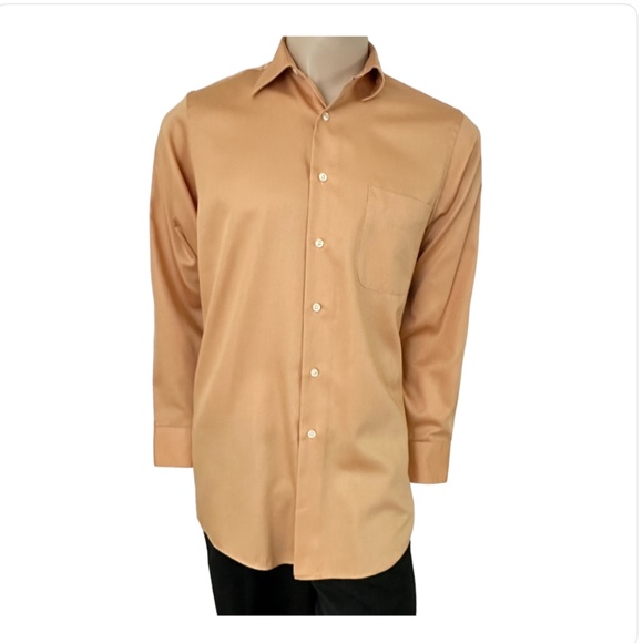 Geoffrey Beene Men's Dress Shirt { Medium - 15 - 32/33 } Mellow Apricot - Peach - Picture 2 of 10